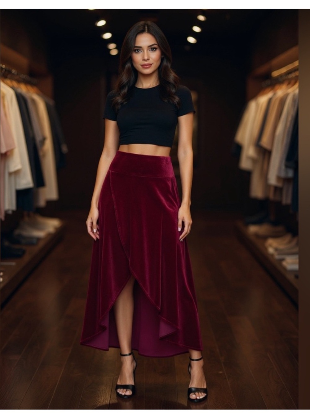 Halara High Waisted High Low Crossover
Velvet Maxi Skirt